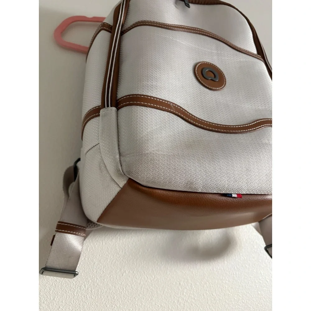 Delsey Paris Chatelet Air 2.0 Laptop Backpack Angora White Vegan Leather Trim